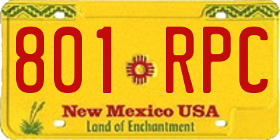 NM license plate 801RPC