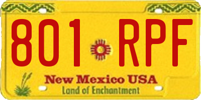 NM license plate 801RPF