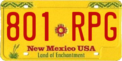 NM license plate 801RPG