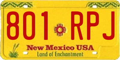 NM license plate 801RPJ