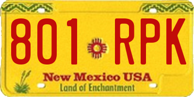 NM license plate 801RPK