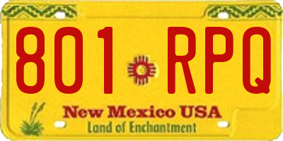 NM license plate 801RPQ