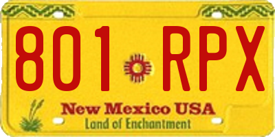 NM license plate 801RPX