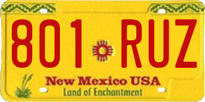 NM license plate 801RUZ