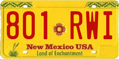 NM license plate 801RWI