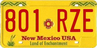 NM license plate 801RZE