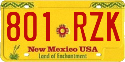 NM license plate 801RZK