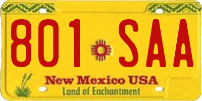 NM license plate 801SAA