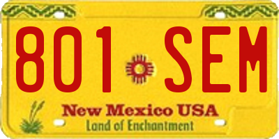 NM license plate 801SEM