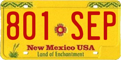 NM license plate 801SEP