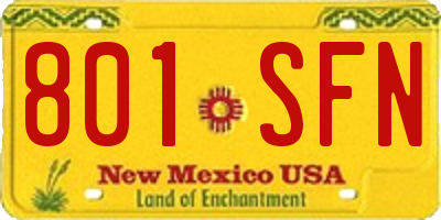 NM license plate 801SFN
