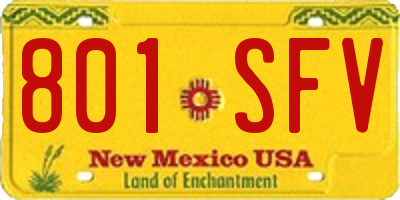 NM license plate 801SFV
