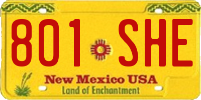 NM license plate 801SHE