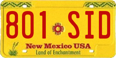 NM license plate 801SID