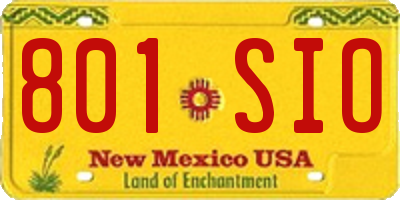 NM license plate 801SIO