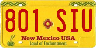 NM license plate 801SIU