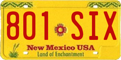 NM license plate 801SIX