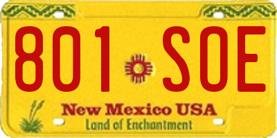 NM license plate 801SOE