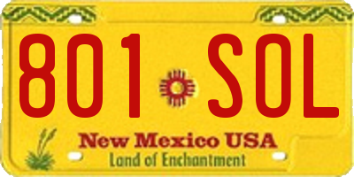 NM license plate 801SOL