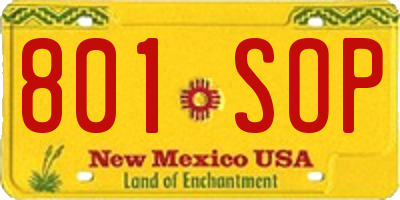NM license plate 801SOP