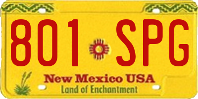 NM license plate 801SPG