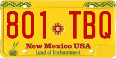 NM license plate 801TBQ