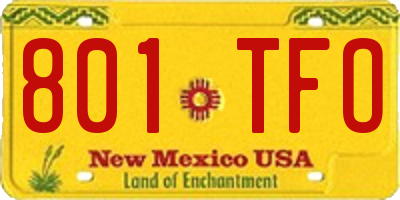 NM license plate 801TFO