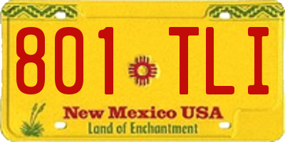 NM license plate 801TLI