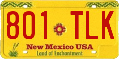 NM license plate 801TLK