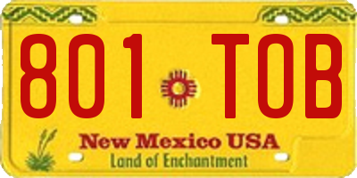 NM license plate 801TOB