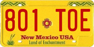 NM license plate 801TOE