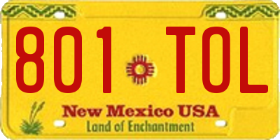 NM license plate 801TOL