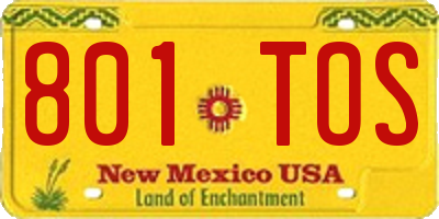 NM license plate 801TOS