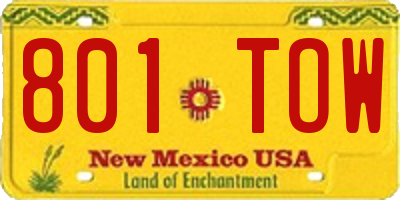 NM license plate 801TOW