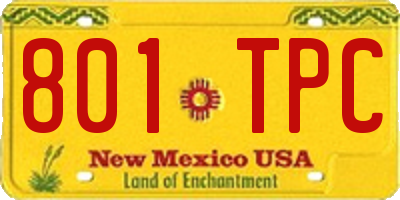 NM license plate 801TPC
