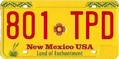 NM license plate 801TPD