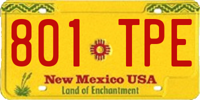NM license plate 801TPE