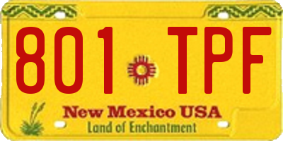 NM license plate 801TPF