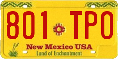 NM license plate 801TPO