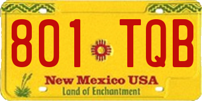 NM license plate 801TQB