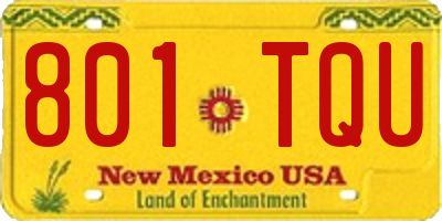 NM license plate 801TQU