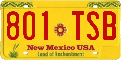 NM license plate 801TSB
