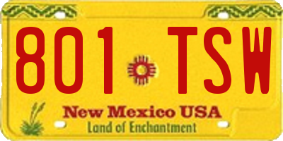 NM license plate 801TSW
