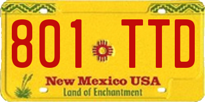 NM license plate 801TTD