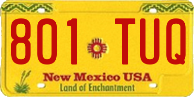 NM license plate 801TUQ