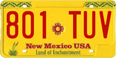 NM license plate 801TUV