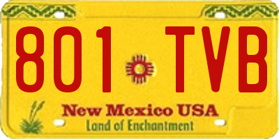 NM license plate 801TVB
