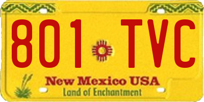 NM license plate 801TVC
