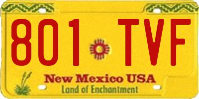 NM license plate 801TVF