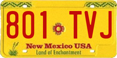 NM license plate 801TVJ